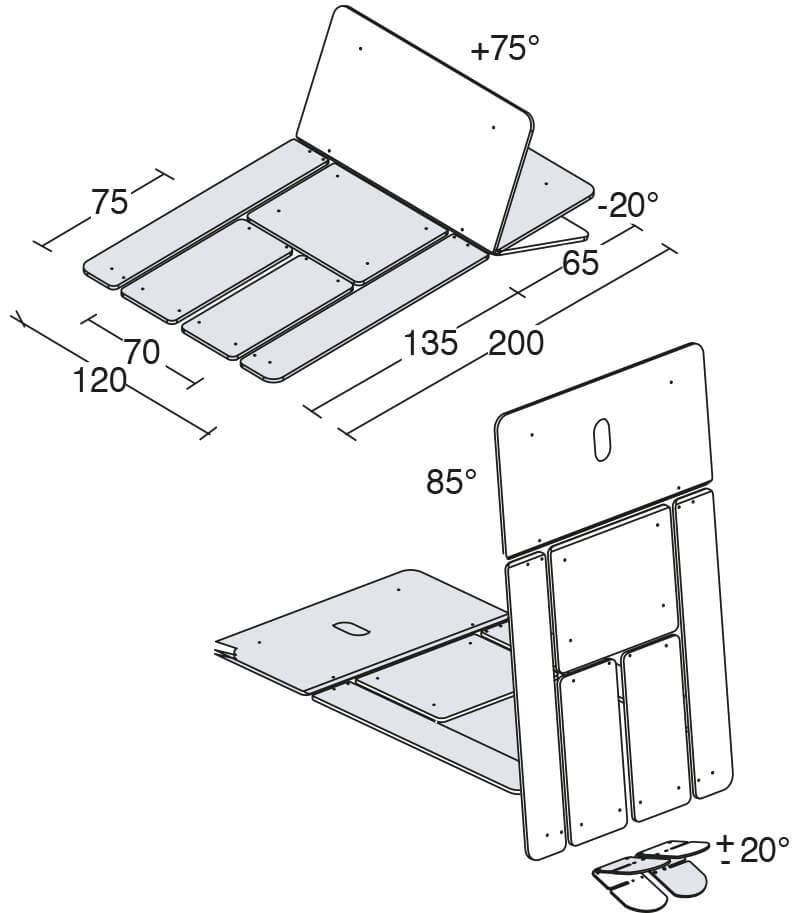 Bobath S Tilt 2 ET – Technische Zeichnung Bobath S Tilt 2 ET - Technische Zeichnung