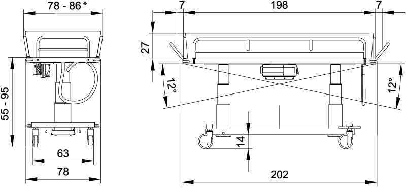 Technische Daten Schwerlastduschwagen Technische Daten Duschwagen für Kinder