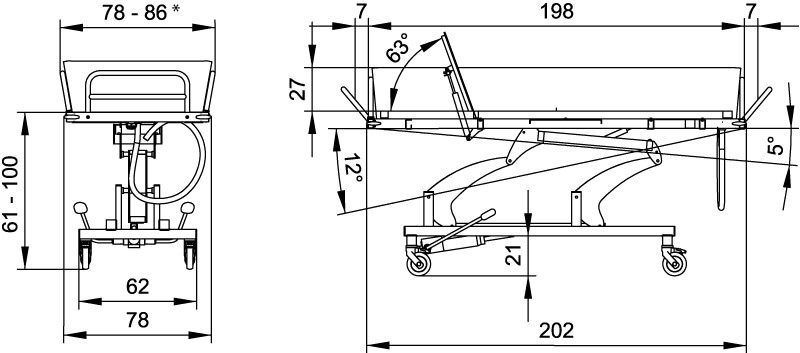 Duschwagen Standard Technische Daten Technische Daten Duschwagen für Kinder