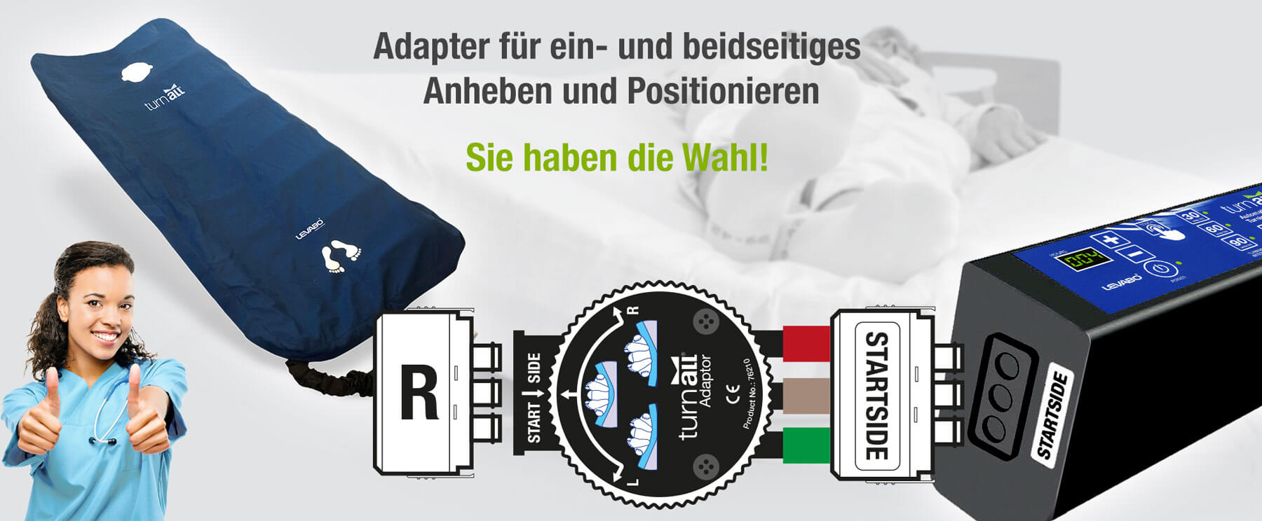 Adapter für ein- oder beidseitiges Anheben und Positionieren
