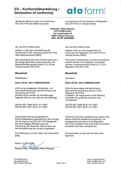 Konformitätserklärung MoweGo