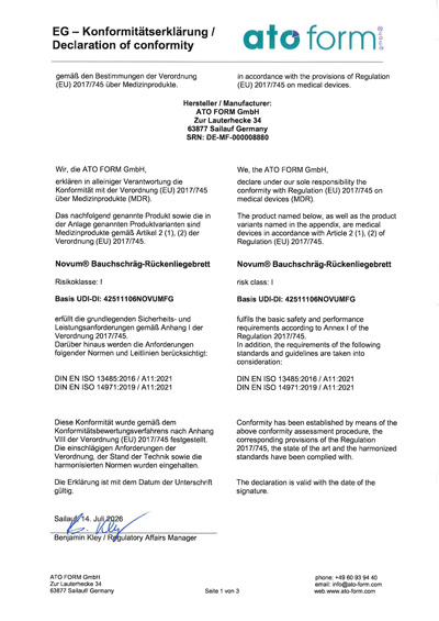 Konformitätserklärung Novum